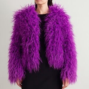Ailubaodan Mongolian Faux Fur Jacket Purple/Fuchsia Sz XL (Fits More Like L)